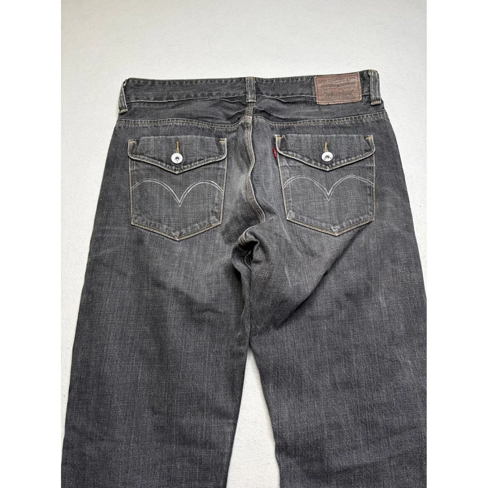 Levi's Slim Straight Jeans Mens W36 L32 Black Y2K Flap Pocket Denim Pants